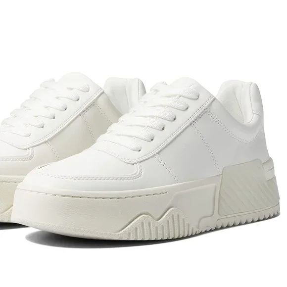 Steve Madden Sonic White Platform Sneakers Flats Shoes Multi Size New - Picture 1 of 7